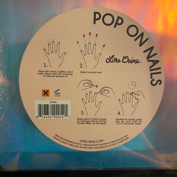 Lime Crime Chromatic Pop-on Nails in “Storm” (Grey Iridescent) BNIB - Picture 2 of 5